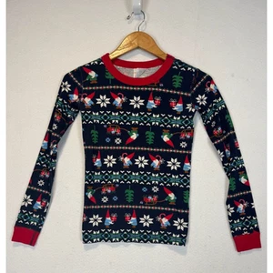 Hanna Andersson Gnome Christmas Pajama Long John Top EU 150 US 12 Organic Cotton - Picture 1 of 7