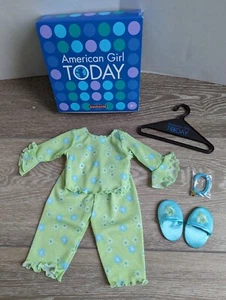 American Girl of Today Bell Sleeve Flower Pajamas PJs Slippers Set NEW - Picture 1 of 6