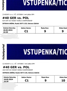 2 tickets IIHF WC 2024 GER - POL - Picture 1 of 1
