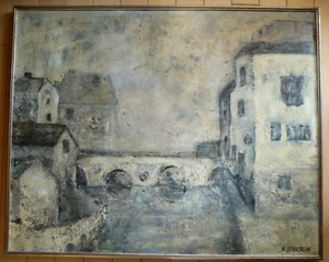 Keith Burton 1965 París paisaje impresionista francés arte exhibido al óleo vintage - Imagen 1 de 15