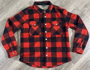 Eddie Bauer Boys Jacket 10-12 Red Plaid Sherpa Lined Youth Jacket Outdoor - Picture 1 of 14