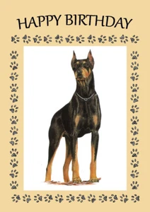 DOBERMANN STEHHUND GROSSER GEBURTSTAGSGRUSS NOTIZKARTE - Bild 1 von 1