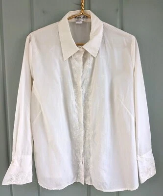 Camisa Wintersilks Mujer XL Botón Bordado Carrera Trabajo Blanca Extra Grande Foto 1 de 4