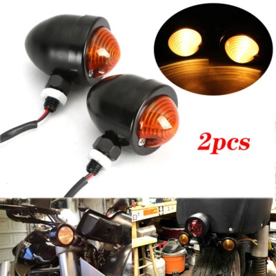 Señales de giro retro Black Bullet luz ámbar para Harley Street Glide Foto 1 de 4
