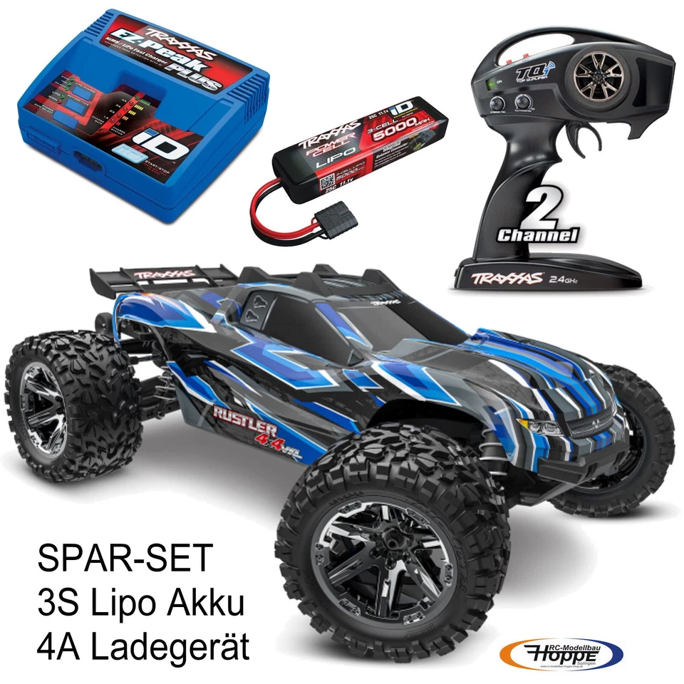 Traxxas 67376-4BLUE Rustler 4x4 VXL HD 1 10 Stadium Truck RTR brushless o. Akku