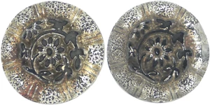 C1890s Antique Victorian Black Glass Silver Daisy Flower Button Set LOT 0.62" - Picture 1 of 5