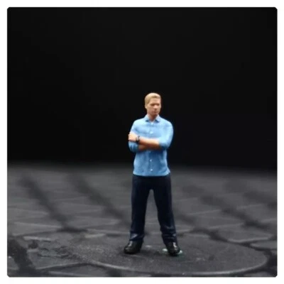 Resina 1:87 Diorama Miniatura Juguetes Figuras Pintado Azul Camisa Figura Muñeca Modelo Foto 1 de 2