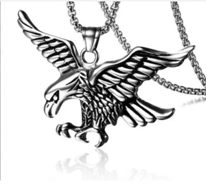 Men's Boy Vintage Spiritual Stainless Steel Mens Eagle Pendant Necklace Jewelry - Picture 1 of 5