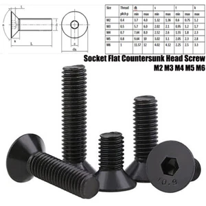 Black Alloy Steel Hex Allen Hexagon Socket Flat Countersunk Head Screw Bolt LOT - Picture 1 of 11