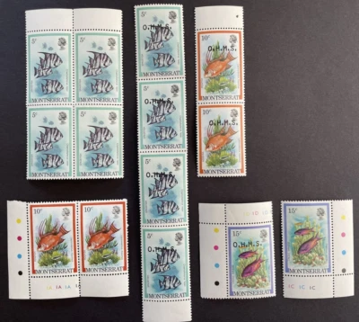 Montserrat Lot of 15 Stamps including 7 with O.H.M.S. 1981 MNH 1981 Fish. - Image 1 of 2