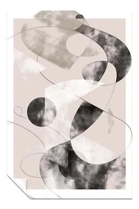 Abstract Beige & Black Geometric Shapes Artistic Poster Wall Art Home Decor - Picture 1 of 4