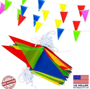 Car Dealer Supplies 300 Pcs Multicolor Pennant Banner Flags 375 Ft Nylon - Party - Picture 1 of 11