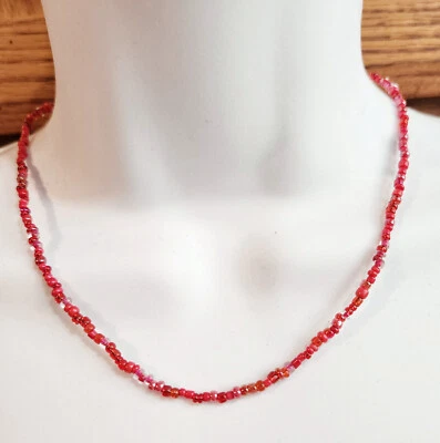 FORTE Colar de Contas de Semente Delicado 16-20" Ajustável FEITO À MÃO EUA Novo - Imagem 1 de 4