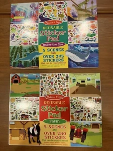 Melissa & Doug Sticker Collection Books Fashion 500+ Stickers Under Sea/ Farm - Picture 1 of 12