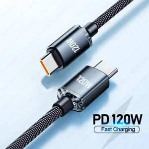 120W 6A Type C To Type C Cable For iPhone 15 Pro Max PD Fast Charge USB C Data - Picture 1 of 10