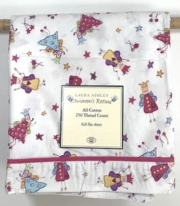 Laura Ashley Fun Fairies Full Flat Sheet Pink Princess Fairy Bedding  - Picture 1 of 6