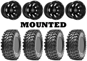Kit 4 Maxxis Rampage Tires 30x10-14 on Sedona Spyder Black Wheels IRS - Picture 1 of 5
