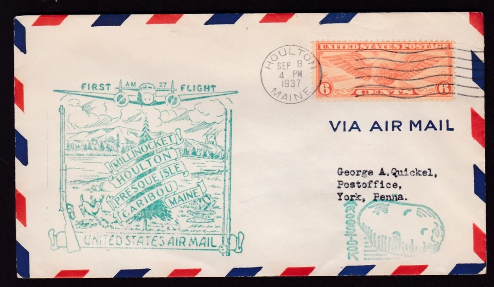 FIRST FLIGHT A.M. 27, MILLINOCKET HOUTON, MAIN 1937 - Image 1 of 1