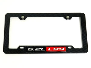 6.2L L99 CARBON FIBER LOOK LICENSE PLATE FRAME W/ 2 BLACK WASHERS & BOLTS - Picture 1 of 5