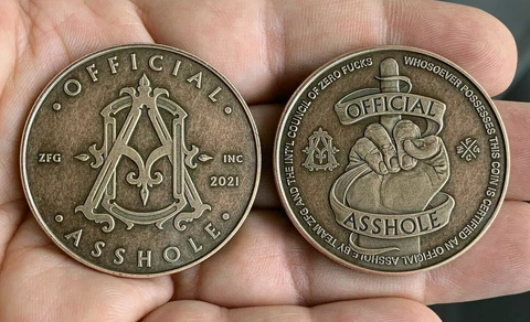 "Official A**hole" Coin, Collectible Challenge Joke Coin, Color Bronze, 1-Coin Cover