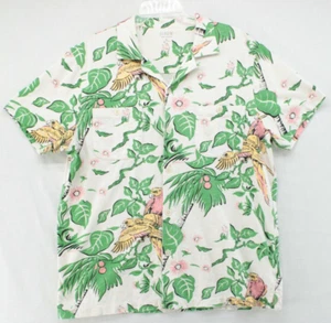 J. Camisa hawiiana CREW para hombre XL blanca algodón cuello de campamento manga corta fiesta Luau - Imagen 1 de 8