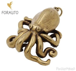 Brass Carved Octopus Statue Keychain - Picture 1 of 4