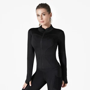Women Yoga Jackets Quick-dry Close-fitting High-elastic Ventilate Long Sleeve - Picture 1 of 21