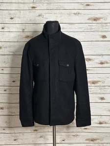 Banana Republic klassischer Unisex Militär schwarz Wolle durchgehender Reißverschluss Auto Mantel Größe Small - Bild 1 von 9