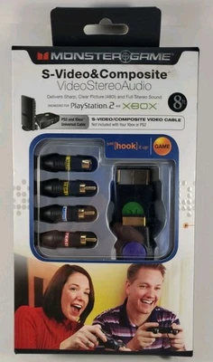 Monster Game S-Video & Composite AV Cable for PlayStation 2 PS2 & Xbox -NEW- - Image 1 of 4