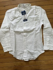 Gap Kids Youth Oxford Long Sleeve Shirt Cotton Pocket Button Collared White Lrg - Picture 1 of 8