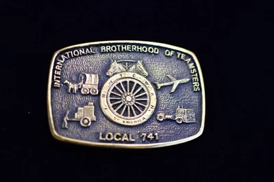 Hebilla de cinturón International Brotherhood Teamsters conductor de camión camionero (LOCAL 741) Foto 1 de 3