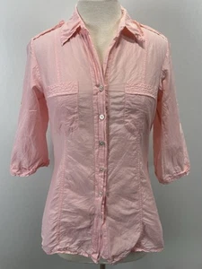 Tommy Bahama Silk Blend Shirt Sz Small Women’s Pink Button Up Epaulettes Safari  - Picture 1 of 8