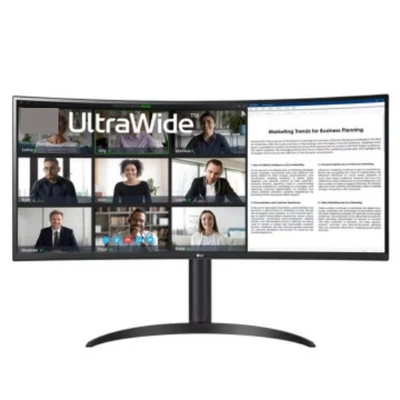 LG 34" WQHD 100Hz 5ms USB-C PD65W VA Curved Monitor 3440x1440 21:9 34WR55QC-B - Image 1 of 2