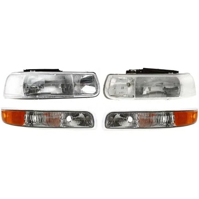 New Left & Right Headlight Kit For 1999-2002 Chevrolet Silverado 1500 Set of 4 - Image 1 of 4