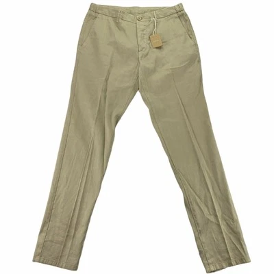 Pantalones chinos Altea Milano para hombre con cordón mezcla de lino beige M Foto 1 de 4