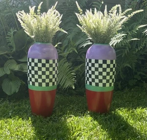 Unique Hand Painted Porcelain Planters. Approximately 20” Tall And 8” Wide - Picture 1 of 3