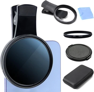 ORIZIZHIC 67MM CPL Filter for All Smartphones, Clip On Phone Kit with Lens...