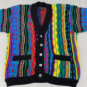 COOGI Wool 3D Knit Cardigan Multicolor SS Size Used Vintage 90s Made Australia - Picture 1 of 10
