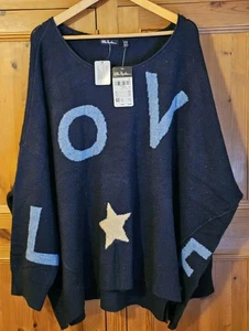 Ulla Popken Women's Navy "Love" Jumper - UK Size 28/30. - Picture 1 of 3