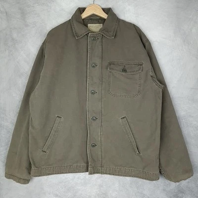 复古 American Eagle 夹克男式大号军用绿色军队帆布工作服 — 第 1/4 张图片