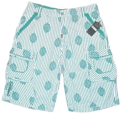 Pantalones Cortos de Carga Ligeros Akademiks Para Hombres Calce Suelto Diseñador Verde Aqua Blanco 34 Foto 1 de 4