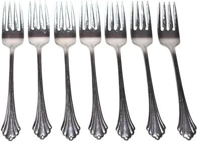 7 Oneida Bancroft Stainless Steel Flatware Dinner Forks 7 3/8" - Image 1 of 3