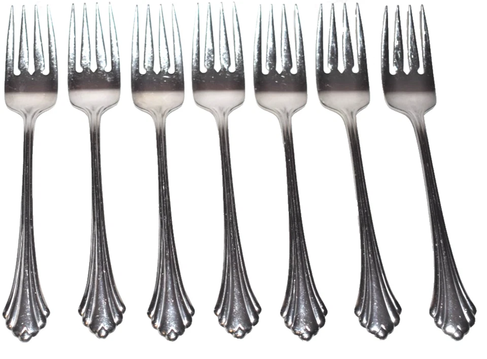 7 Oneida Bancroft Stainless Steel Flatware Dinner Forks 7 3/8" - Image 1 of 3