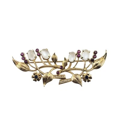 14 克拉黄金多宝石花卉胸针 #22387 — 第 1/4 张图片