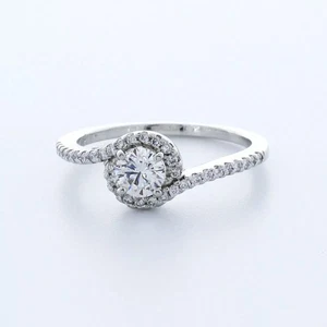Side Stone Engagement Ring Platinum Halo 1.17 CT Round Lab-Grown Diamond D VS1 - Picture 1 of 12