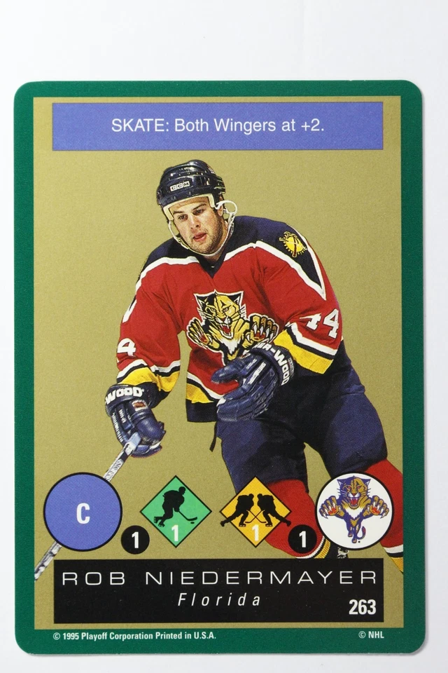 1995-96 Playoff One on One Challenge Ultra Rare Gold Rob Niedermayer 263 Starter - Image 1 of 2