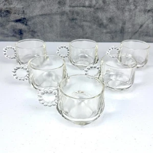 Hazel Atlas Boopie Perlengriff Bowle Tassen Quadratischer Boden Glas 6er Set Vintage MCM - Bild 1 von 14
