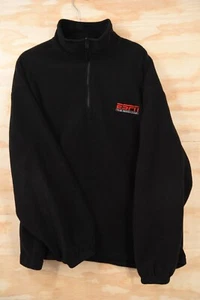 Vintage ESPN The Magazine 1/4 Zip Black Polar Fleece Mens Jacket Size XL - Picture 1 of 9