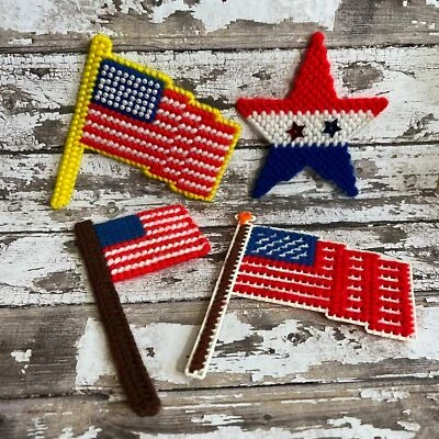 Ímãs vintage patrióticos de lona de plástico ponto cruz - Imagem 1 de 4