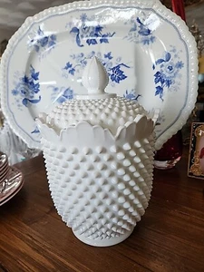 Seltene Fenton 11"× 7" Schuhnagel Milchglas Keksdose - Bild 1 von 8